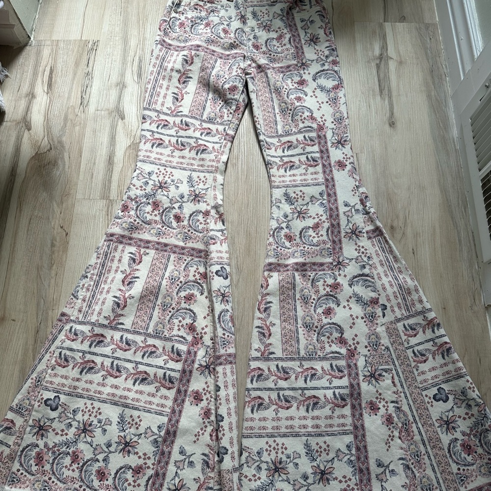Shyanne Paisley Print Jeans with Pink and Blue Accents